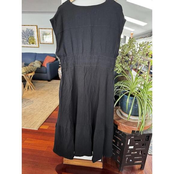 NWT Joe's Black maxi Dress XL Gauzy Cotton Flowy Boho Minimalist Resort Wear - Picture 3 of 3